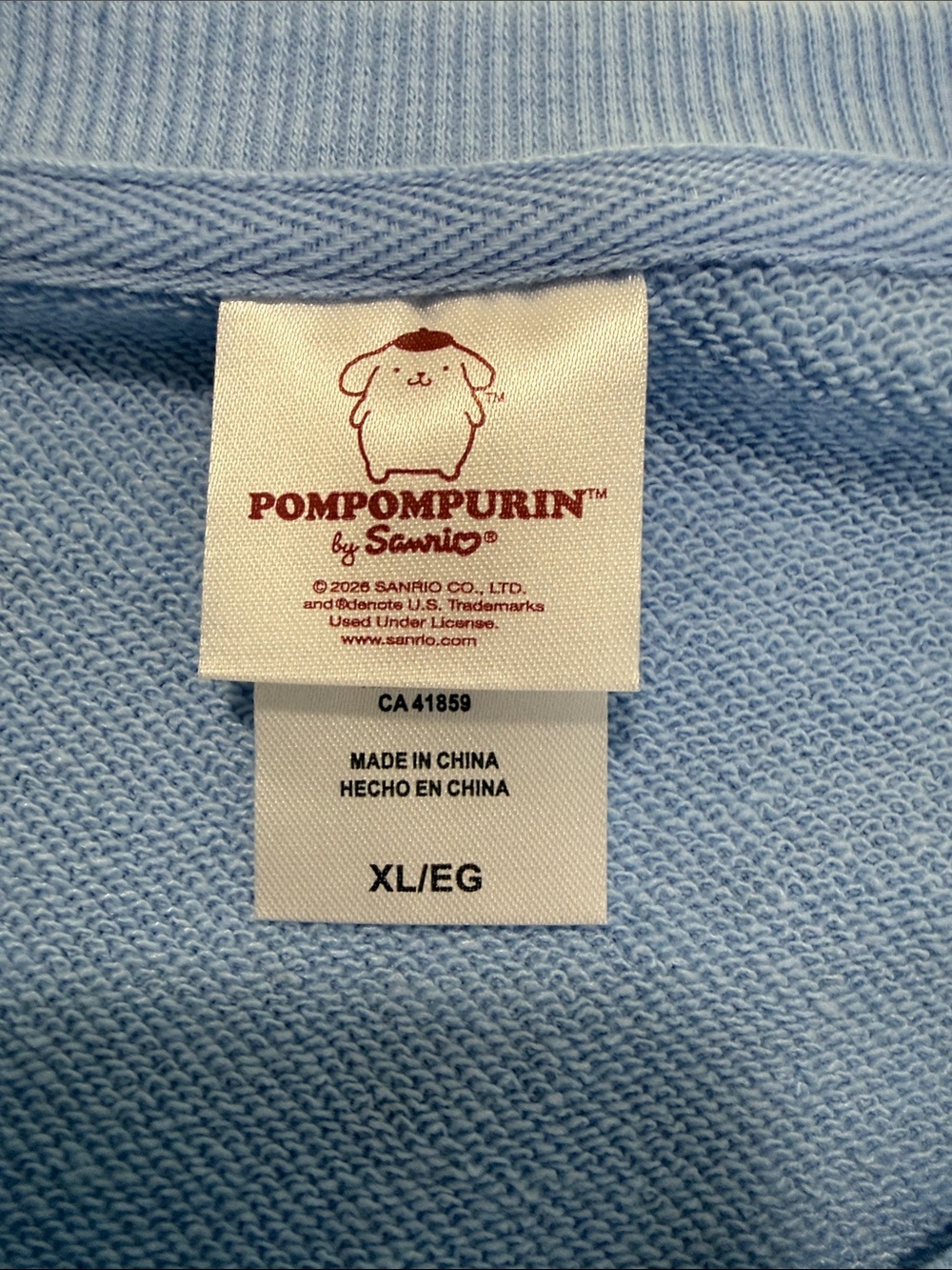 Sanrio Pompompurin Blue Sweatshirt with Yellow Graphic. NEW XL - Picture 5 of 8